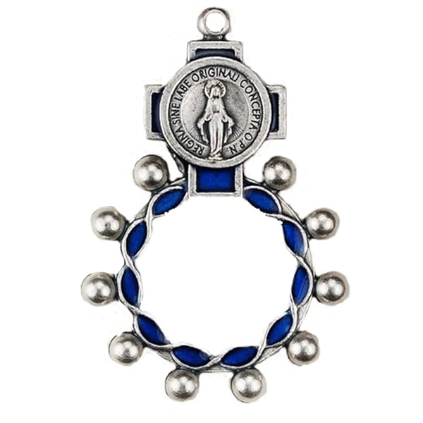 BBS Blue Miraculous Rosary Ring for Spiritual Protection and Faithful Devotion