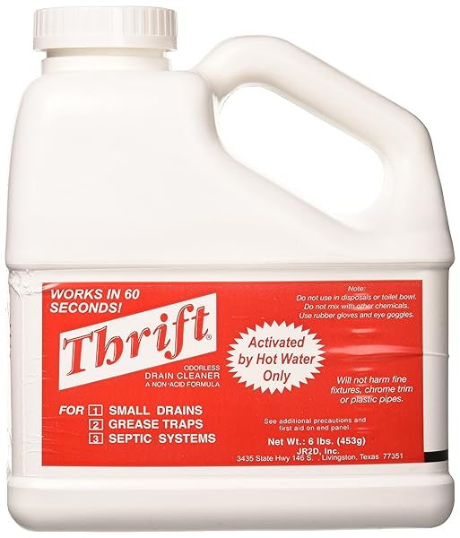 Thrift Thrift FBA T600 Alkaline Based 6 lb Granular Drain Cleaner White for Effective Clog Removal