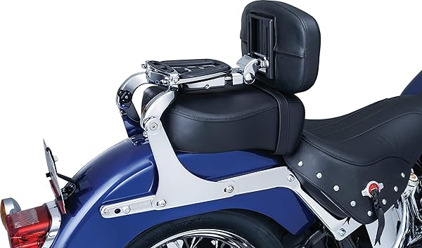 Kuryakyn Upgrade Your 2003-2017 Harley-Davidson FL Softail: Kuryakyn 1667 Chrome Seat Backrest Fixed Mounts - View 3 of 4