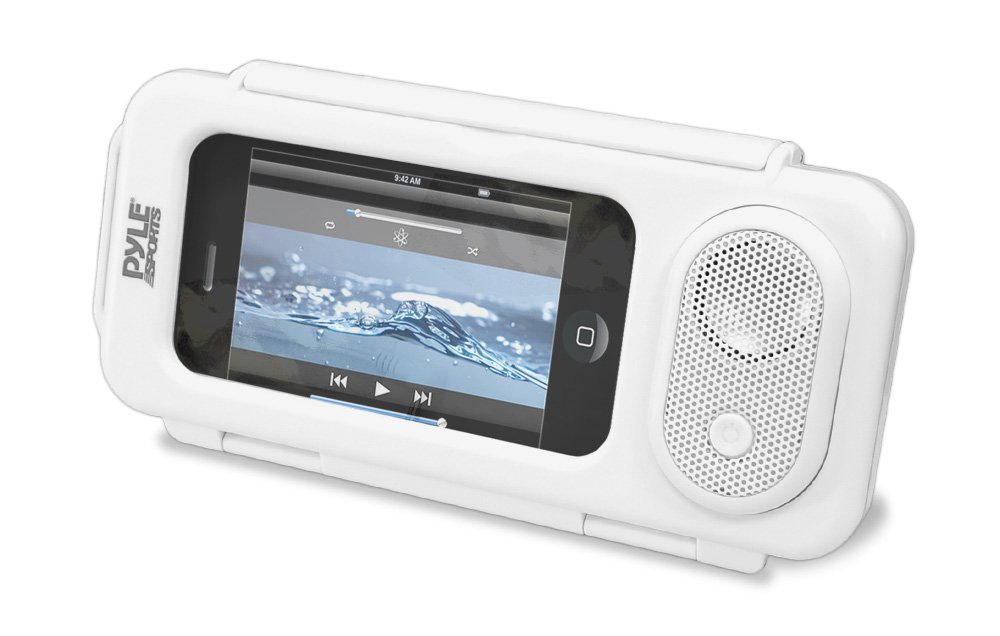 Pyle PWPS63WT Waterproof Portable Speaker Case for iPod MP3 Player Smartphone White