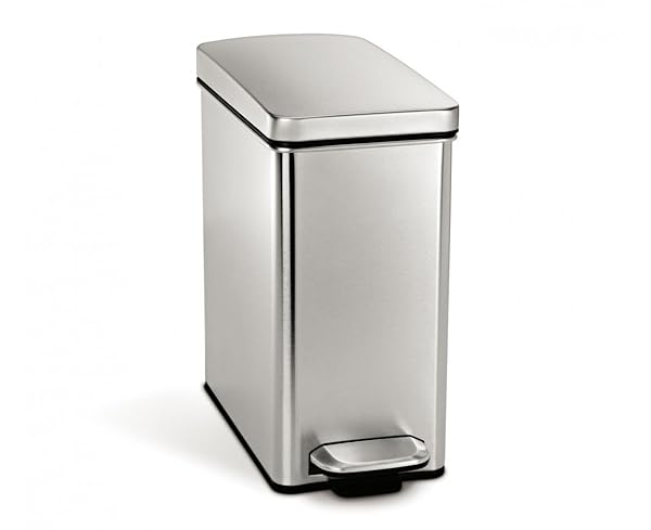 simplehuman Simplehuman 10L Stainless Steel Slim Bathroom Trash Can - Brushed Finish, Space-Saving Design