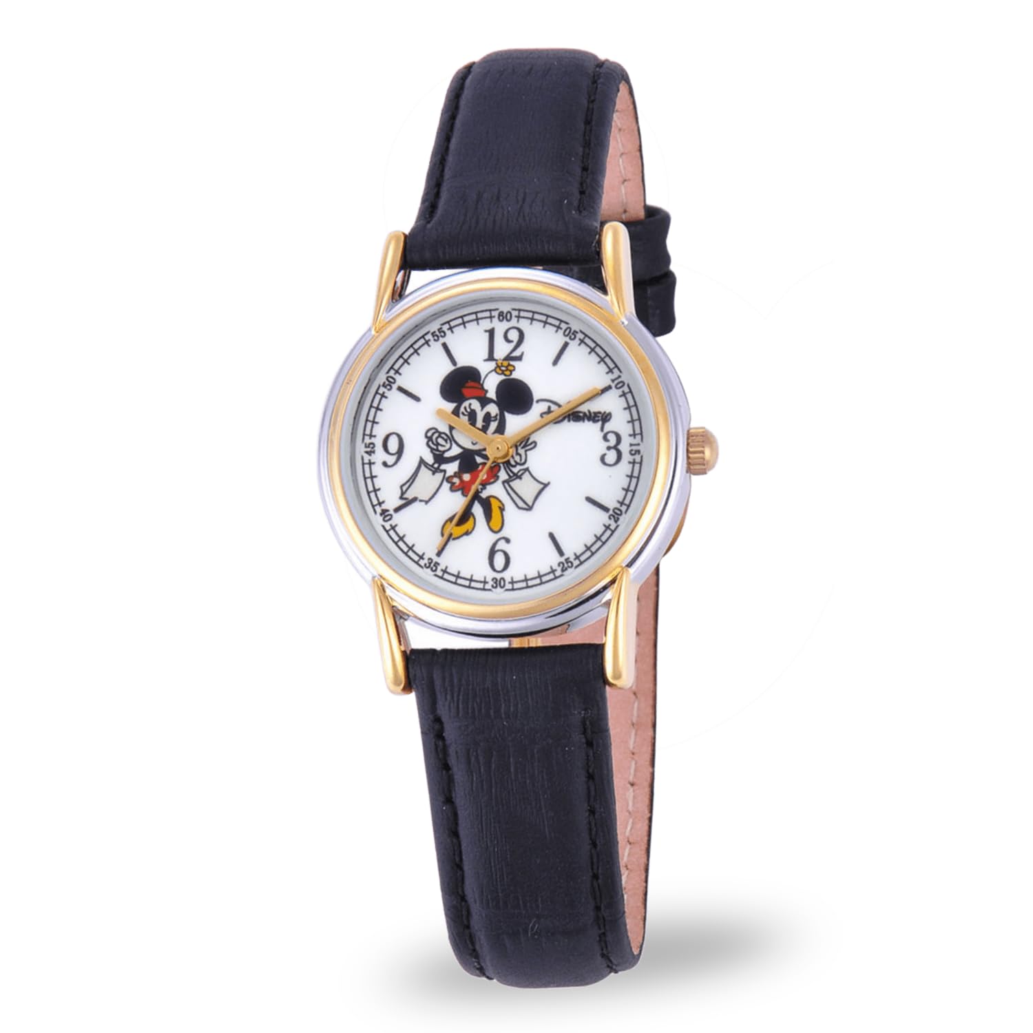 Disney Women's Cardiff Black Leather Strap Watch featuring Mickey Mouse Design