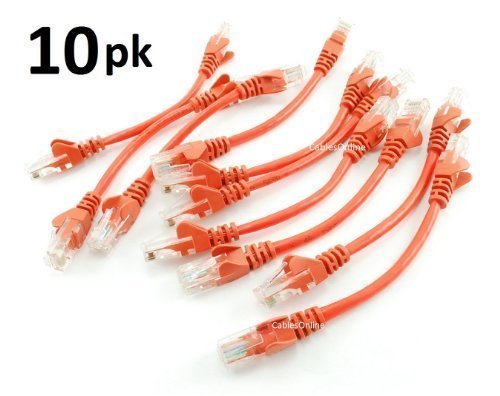 CABLESONLINE.COM ATLANTIC COMPUTERTECH CablesOnline 10 Pack 6 Inch CAT5e UTP Ethernet RJ45 Full 8 Wire Orange Patch Cable U000OR10 - View 2 of 2