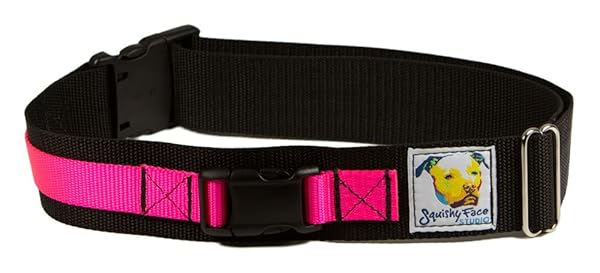 Squishy Face Studio Squishy Face Studio Hands Free Dog Leash Belt for Small to Medium Dogs in Neon Pink