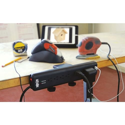 TRIPP LITE Tripp Lite 6-Outlet Surge Protector with USB, 6ft Cord & 2100 Joules - TLP606DMUSB Black Power Strip - View 4 of 9