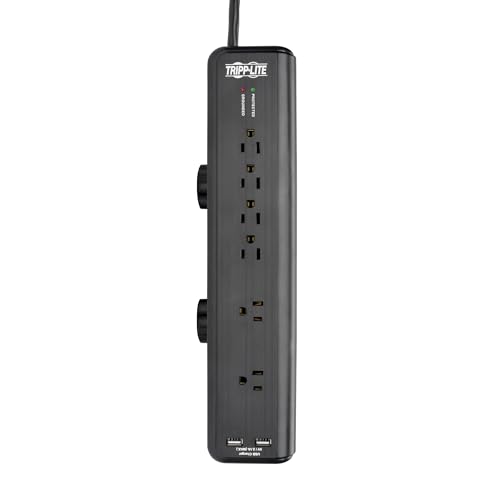 TRIPP LITE Tripp Lite 6-Outlet Surge Protector with USB, 6ft Cord & 2100 Joules - TLP606DMUSB Black Power Strip - View 9 of 9