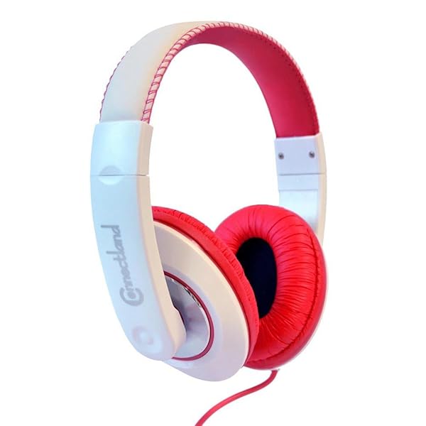 Connectland Connectland Over Ear Wired Headphones with Microphone for Kids & Adults - Lightweight Adjustable for iPhone, iPad, Tablet - Red & White