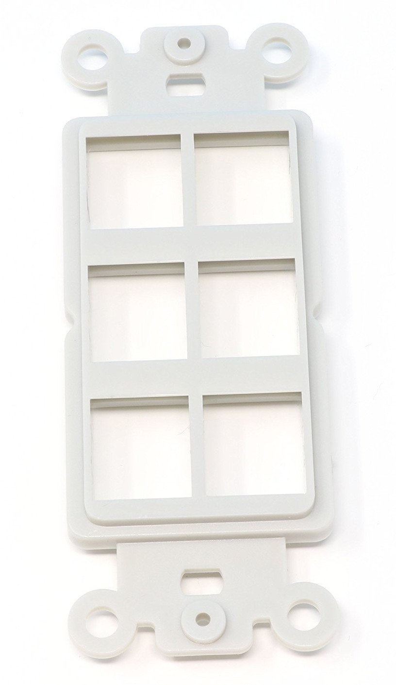 RiteAV 6 Port Insert for Decorative Wall Plate in White for Easy Home Networking and Cable Management