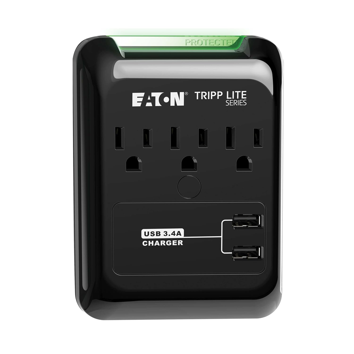 TRIPP LITE Tripp Lite 3 Outlet Portable Surge Protector Power Strip with USB and $5000 Insurance Black - View 4 of 5