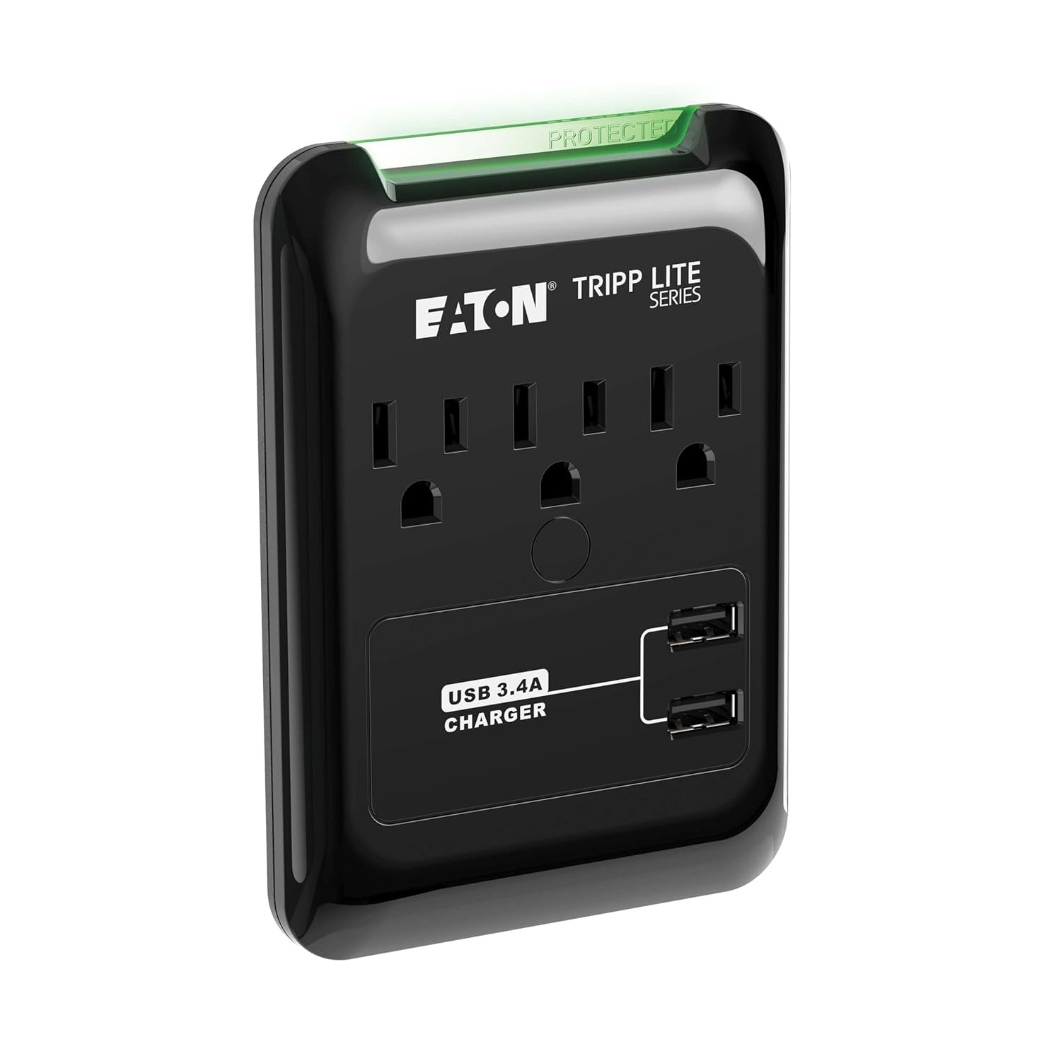 Tripp Lite 3 Outlet Portable Surge Protector Power Strip with USB and $5000 Insurance Black