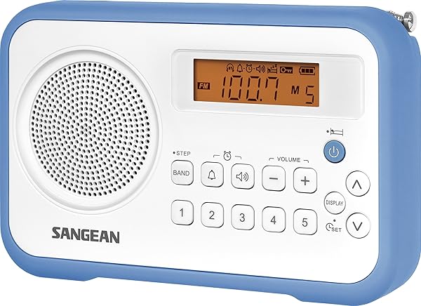 Sangean Buy Sangean PR-D18BU Portable AM/FM Digital Radio - White/Blue with Protective Bumper