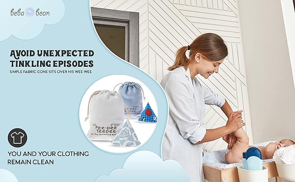 Beba Bean Pee Pee Teepee Elephant Blue 5 Piece Set with Laundry Bag Baby Boy Essentials Pee Shield and Covers - View 5 of 8