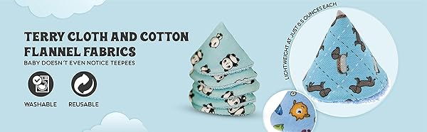 Beba Bean Pee Pee Teepee Elephant Blue 5 Piece Set with Laundry Bag Baby Boy Essentials Pee Shield and Covers - View 7 of 8