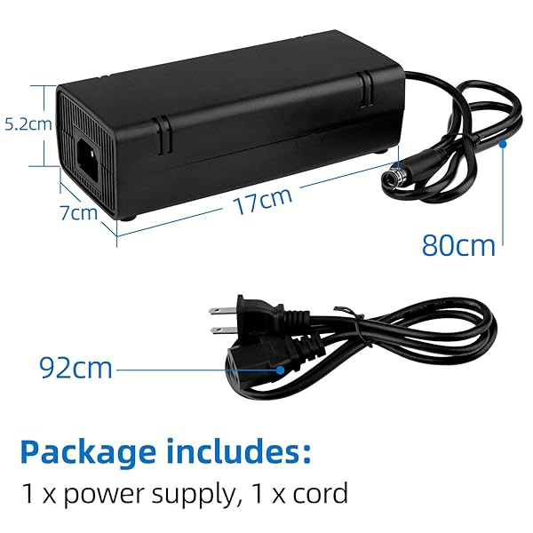OSTENT OSTENT US AC Adapter Charger for Xbox 360 E Console - Power Supply Cable Cord - View 3 of 8