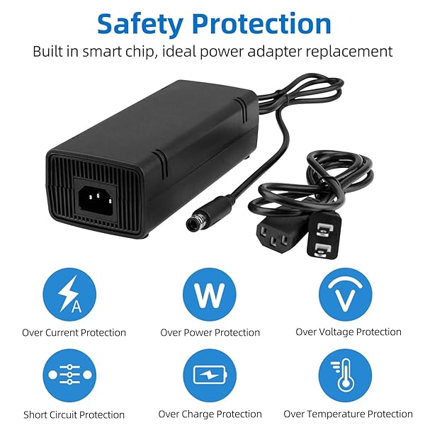 OSTENT OSTENT US AC Adapter Charger for Xbox 360 E Console - Power Supply Cable Cord - View 5 of 8