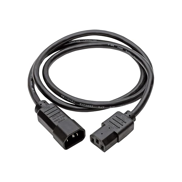 Tripp Lite 3ft Power Extension Cord 13A, 16AWG (IEC-320-C14 to C13) - Reliable Black Computer Cable