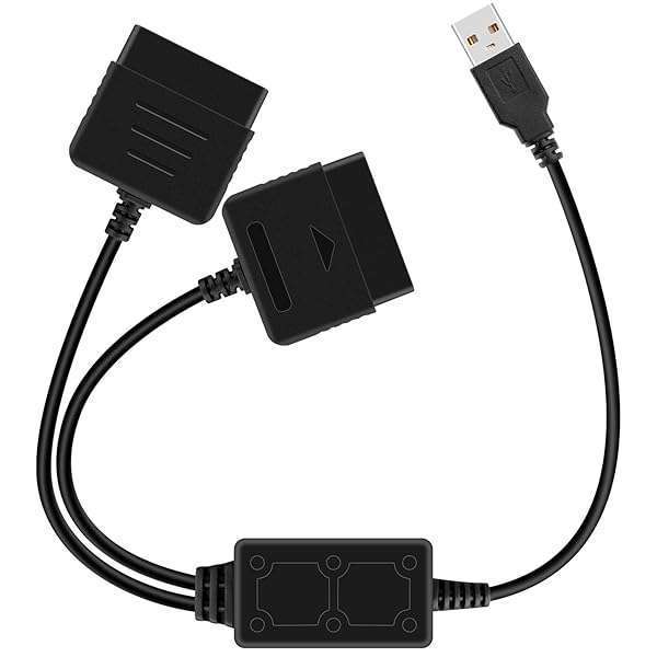OSTENT Dual USB Adapter for PS1/PS2 Controllers - Connect Gamepad to PC & Laptop Easily