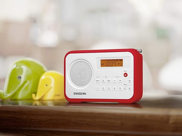 Sangean Buy Sangean PR-D18RD Portable AM/FM Digital Radio - White/Red with Protective Bumper - View 3 of 4