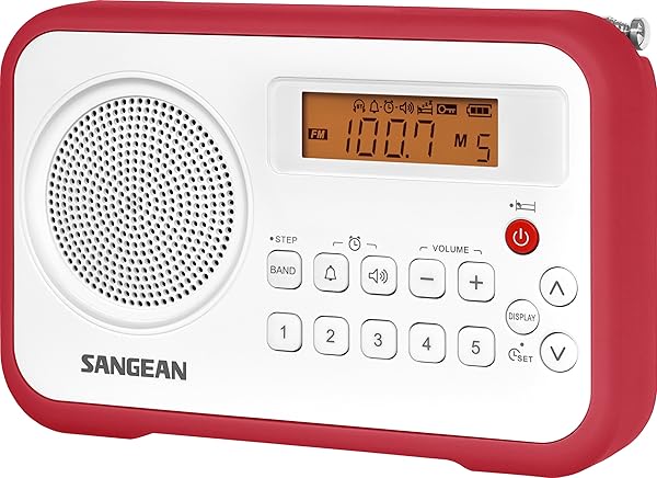 Sangean Buy Sangean PR-D18RD Portable AM/FM Digital Radio - White/Red with Protective Bumper - View 2 of 4