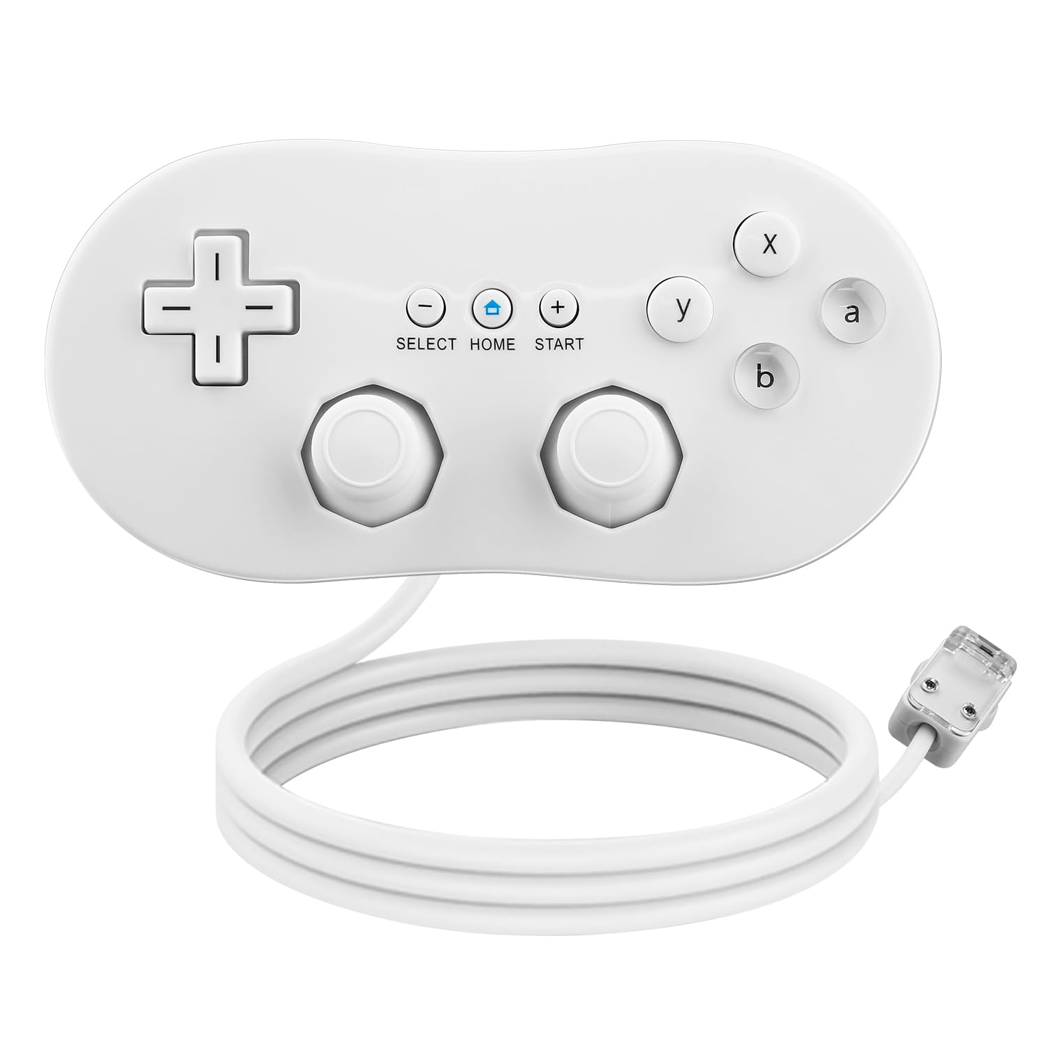 OSTENT OSTENT Wired Classic Controller Gamepad Joystick for Nintendo Wii Remote Console White Color Video Game Accessory