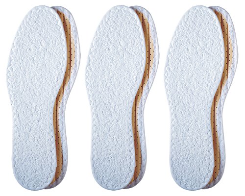 pedag Pedag Summer Terry Cotton Sockless Insoles Barefoot Inserts Handmade in Germany Absorbs Sweat Controls Odor Washable US Men 11 EU 44 White 3 Pair