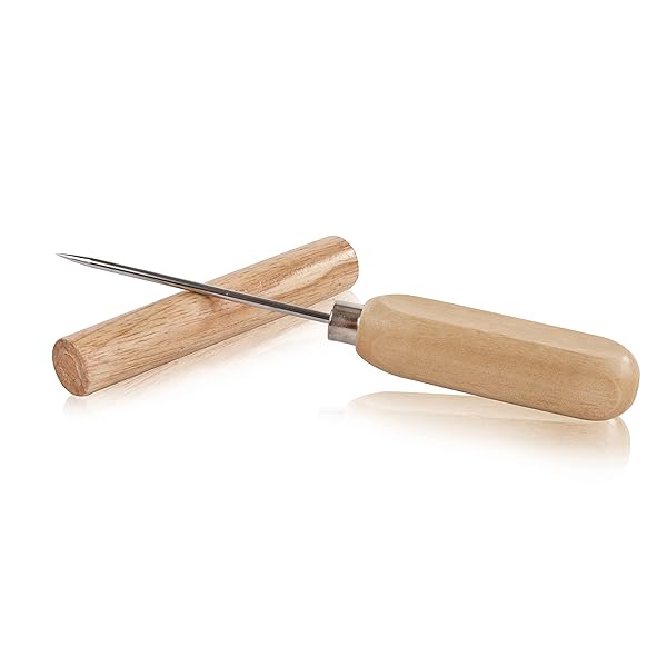 TRUE True Spike Stainless Steel Ice Pick Tool with Wood Handle - Perfect for Cocktails, Bars, Camping & Home Bartending