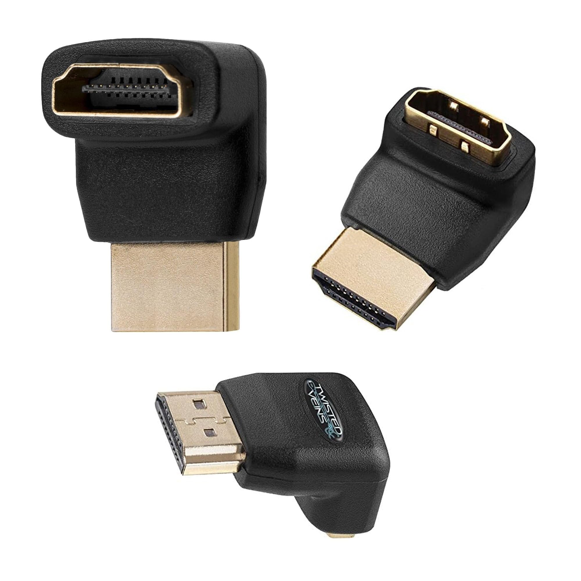 Twisted Veins High Speed HDMI Cables 3 Pack 3ft with Right Angle Adapter and Velcro Ties Supports Ethernet 3D Audio Return - View 4 of 9
