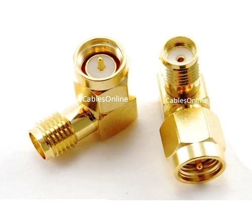 Buy CablesOnline SMA Male to Female Right Angle Adapter 2-Pack - Gold Plated 90-Degree RF-M103-2