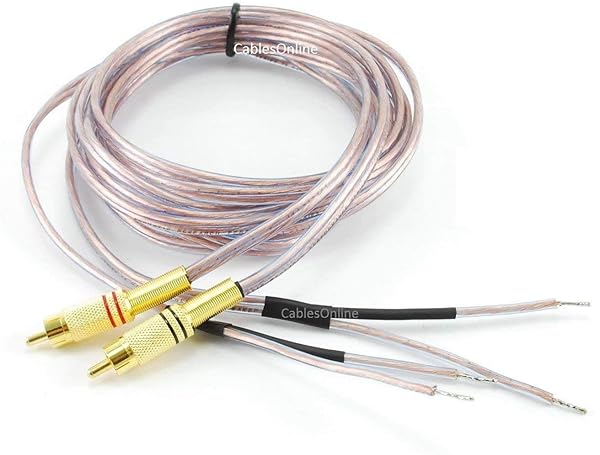 CablesOnline 6ft 18AWG Speaker Wire Pair with Dual RCA Male Plugs for High Quality Audio Connection AVSK206