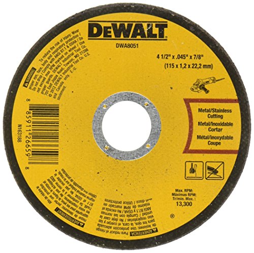 DEWALT "Buy Dewalt DWA8051 4-1/2" Cut-Off Wheel 25 Pack - Small Diameter, Type 1 for Precision Cutting"