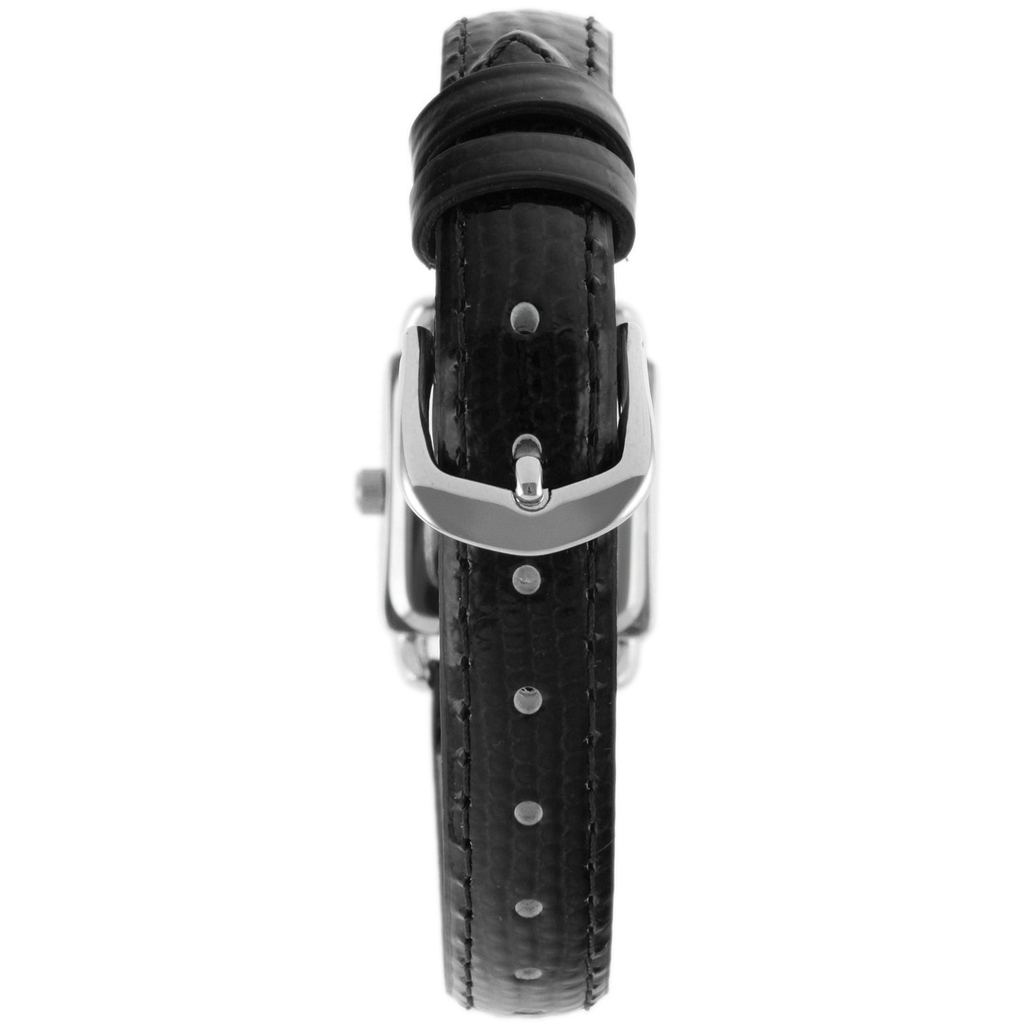 Peugeot Peugeot Women's 3034BK Mini Square Watch: Silvertone Crystal & Black Dial Leather Style - View 4 of 9