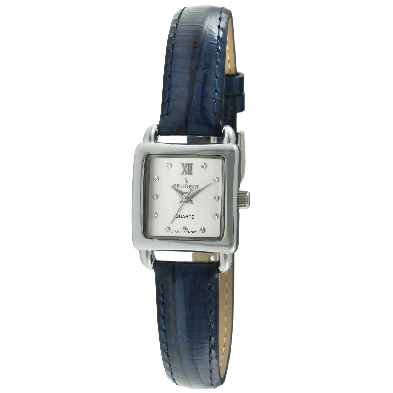 Peugeot Peugeot Women's 3034BK Mini Square Watch: Silvertone Crystal & Black Dial Leather Style - View 9 of 9