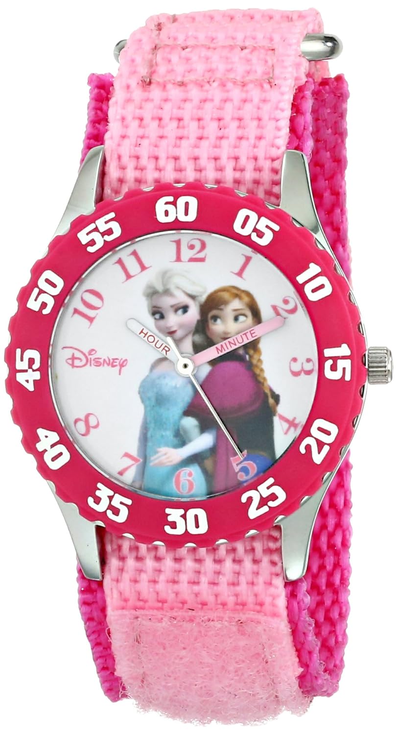 Disney Disney Kids Frozen Anna and Elsa Time Teacher Watch Pink Nylon Band