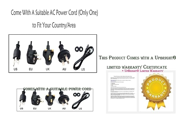 UPBRIGHT UpBright 16V AC/DC Adapter for Yamaha PSR S550, S700, S900 & More - 2.4A Power Supply Cord - View 7 of 7