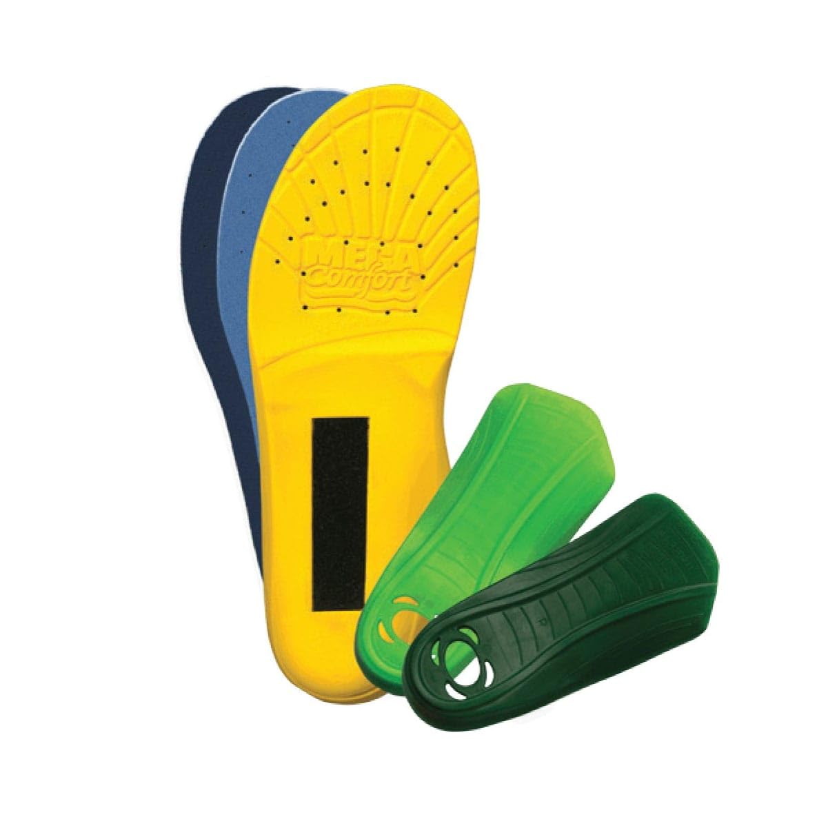 MEGAComfort Multi-Thotic 3-in-1 Orthotic Insoles for Men and Women Comfortable Shoe Support in Yellow and Green Sizes 6-9 US