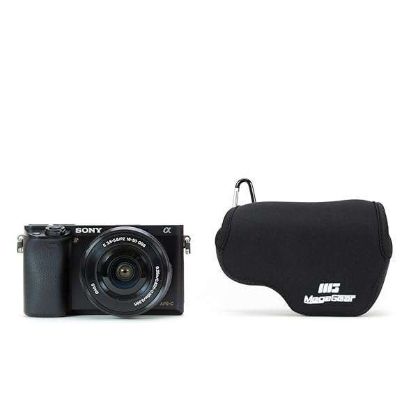 MegaGear Buy MegaGear Ultra Light Neoprene Camera Case for Sony Alpha A5100, A5000, NEX-5T, NEX-3N, NEX-5R - Lightweight Protection (Black) - View 6 of 9