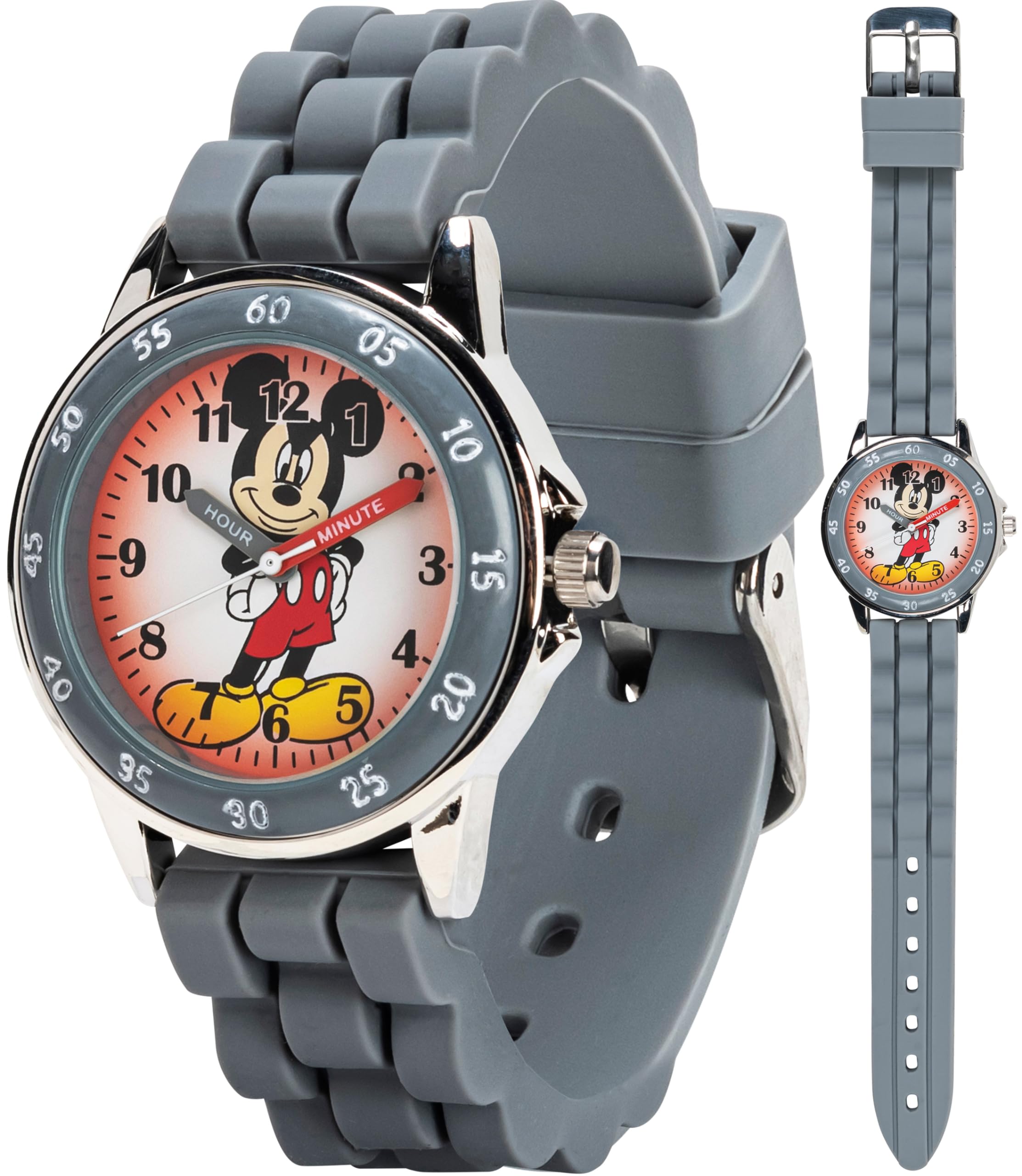 Disney Kids MK1242 Mickey Mouse Grey Analog Quartz Watch for Boys and Girls