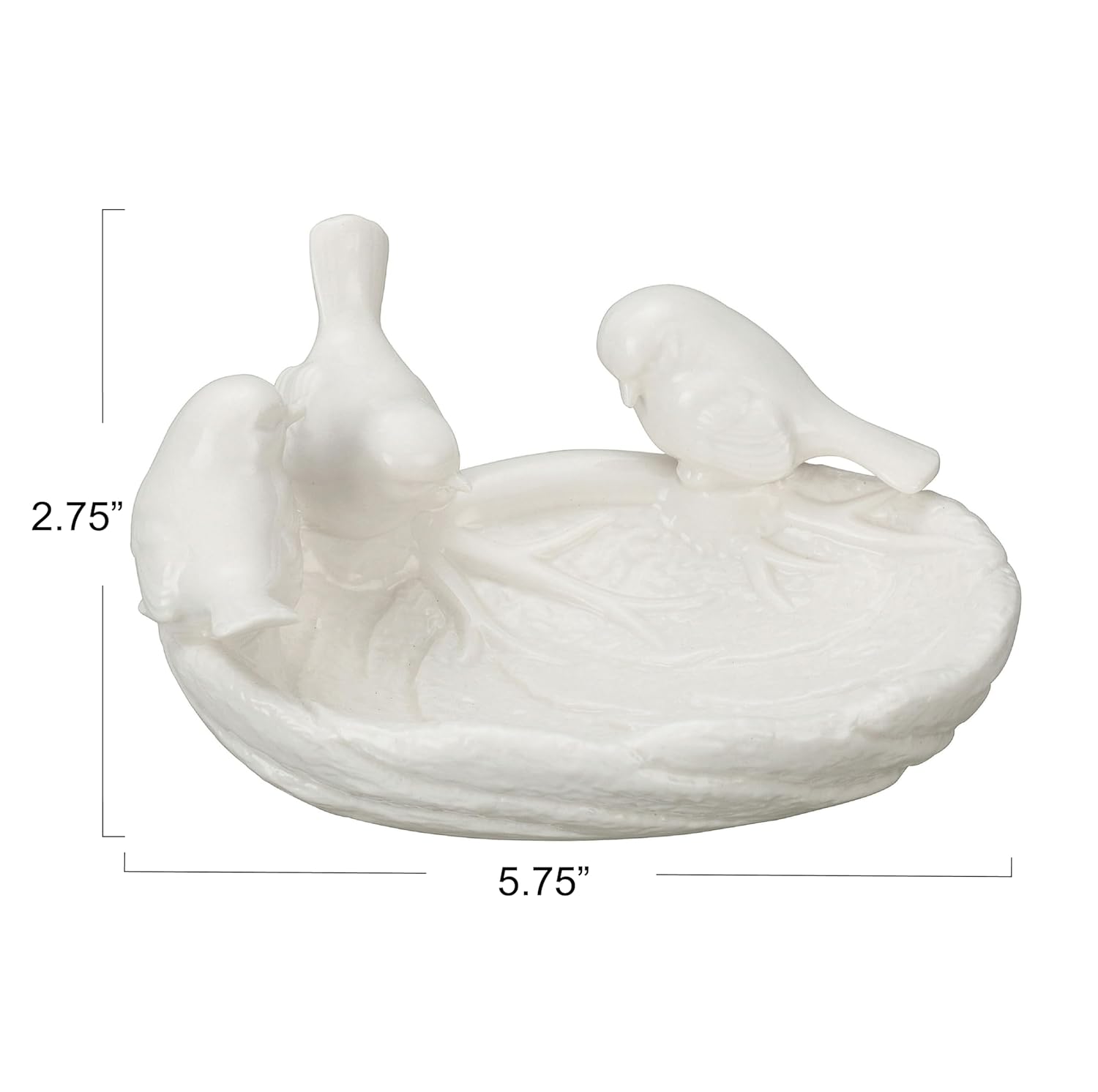 Creative Co-Op Creative Co-Op Ceramic Leaf Dish with Birds Perfect for Home Decor and Serving - View 2 of 5