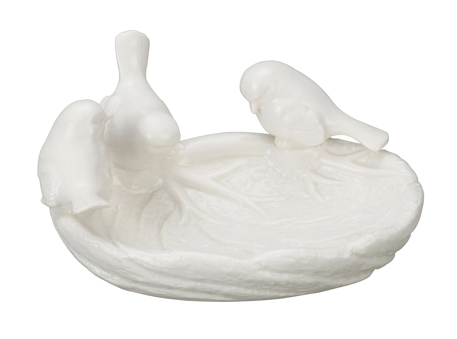 Creative Co-Op Ceramic Leaf Dish with Birds Perfect for Home Decor and Serving