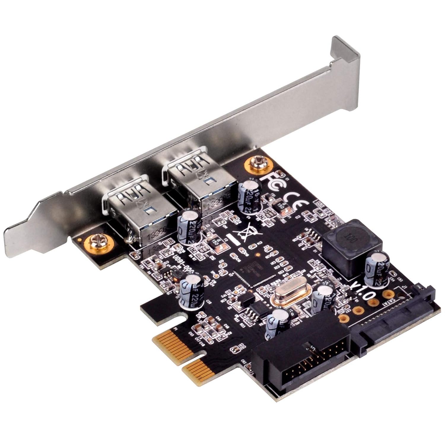 Silverstone Tek PCI Express Card USB 3.0 Dual Port Connector for Fast Data Transfer and Connectivity EC04-E