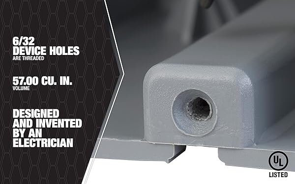 Southwire Southwire MSB3G 3-Gang PVC Electrical Box with Heavy Duty Mounting Screws - Adjustable Depth, 42lb Capacity - View 6 of 8