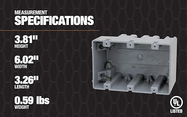 Southwire Southwire MSB3G 3-Gang PVC Electrical Box with Heavy Duty Mounting Screws - Adjustable Depth, 42lb Capacity - View 8 of 8