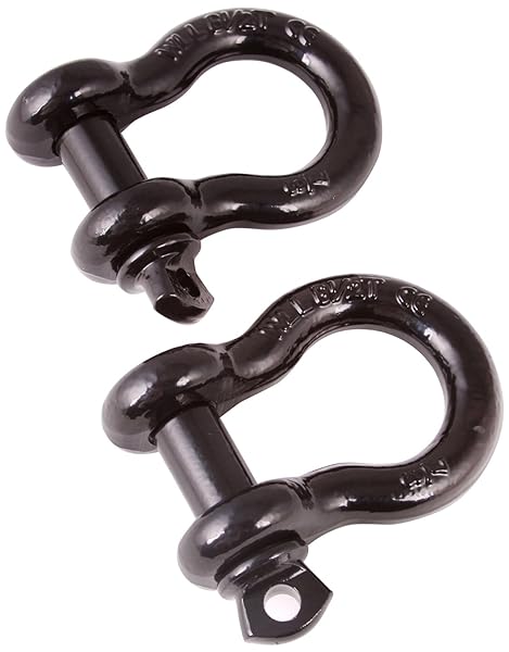 Rugged Ridge "Rugged Ridge 11235.06 D-Ring Shackle Kit - 1" Black Steel Pair for Off-Roading"