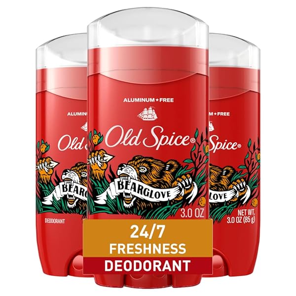 Old Spice Old Spice Aluminum Free Deodorant for Men - 24/7 Odor Protection & Freshness, Bearglove Scent, 3-Pack (3.0 oz Each)