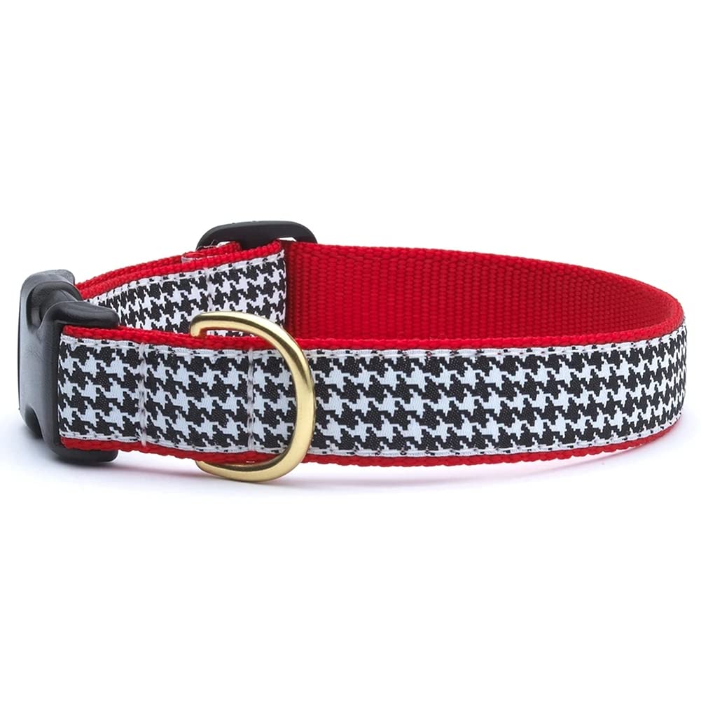 Up Country Houndstooth Pattern Dog Collar and Leash Set for X-Large Dogs 18 to 24 Inches Wide 1 Inch