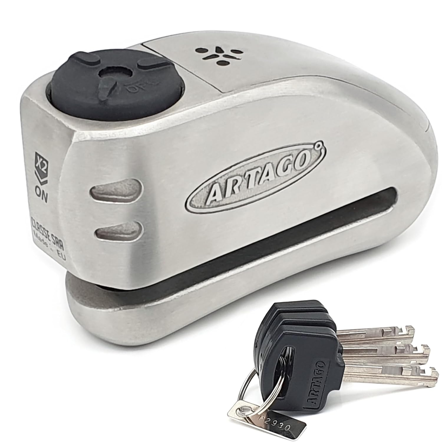 Artago ARTAGO 32 Advanced Disc Lock with Alarm 120dB and SAA Triple Locking for Motorcycle Anti-Theft Security