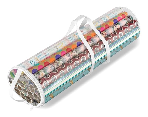 Whitmor Whitmor Clear Zippered Gift Wrap Organizer - 25 Count Storage Rolls for Easy Wrapping & Organization