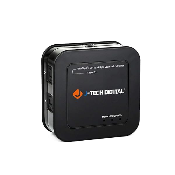 J-Tech Digital J-Tech Digital Optical Splitter 1x3: Toslink SPDIF Audio Splitter for LPCM2.0, DTS & Dolby Digital - Perfect for TV - View 2 of 6