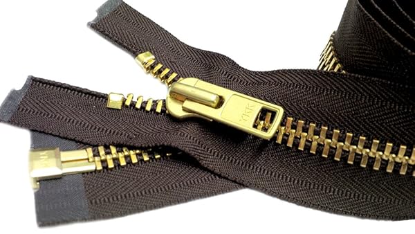 Zipperstop "YKK #10 Brass 28" Heavy Duty Jacket Zipper - Brown, Made in USA | 1 Zipper/Pack Sale" - View 2 of 2