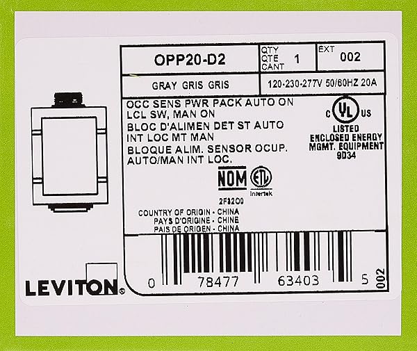 Leviton Leviton 20-Amp Power Pack for Occupancy Sensors - Auto-On, Manual-On, Local Switch, Title 24 Compliant, Gray - View 4 of 4